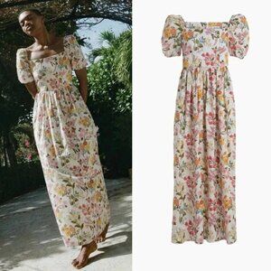 Coco Shop Short-Sleeve Maxi Dress in Multi Floral Medium